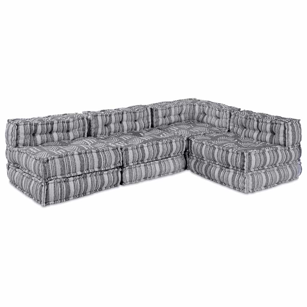4-kohaline modulaarne pouffe diivan, mis saab helesiniseks kangast voodiks