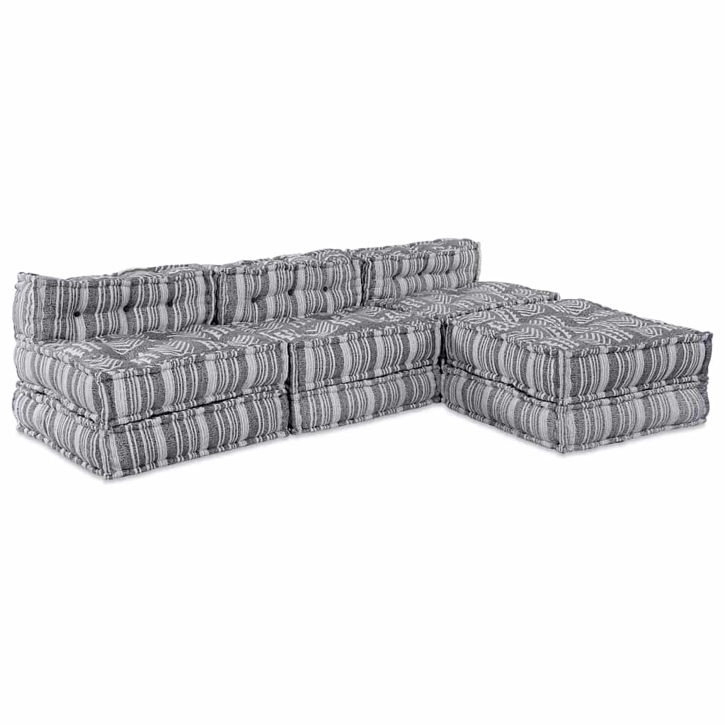 4-kohaline modulaarne pouffe diivan heledast hallist kangast