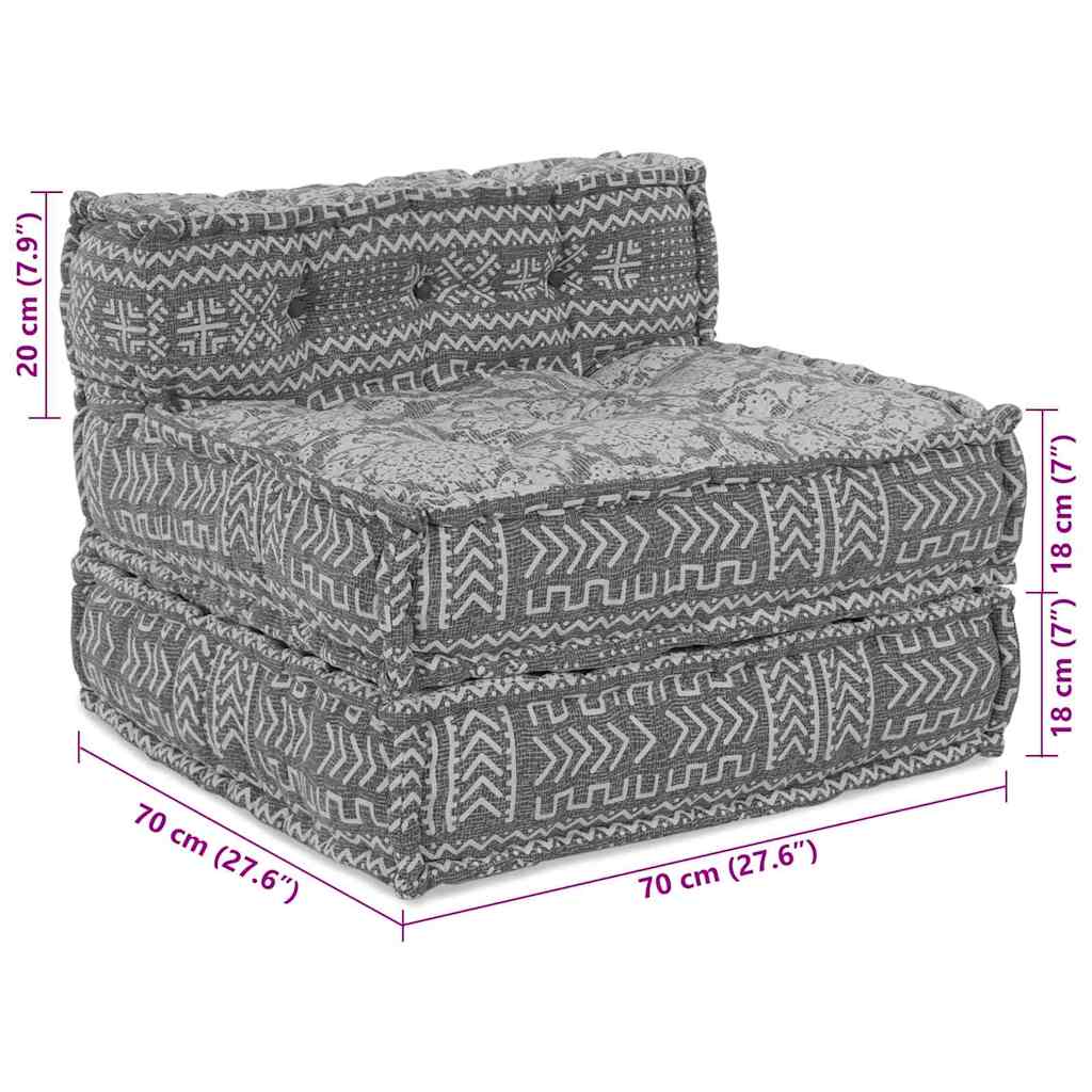 Poefbank 4-zits modulair omkeerbaar stof lichtgrijs image 13