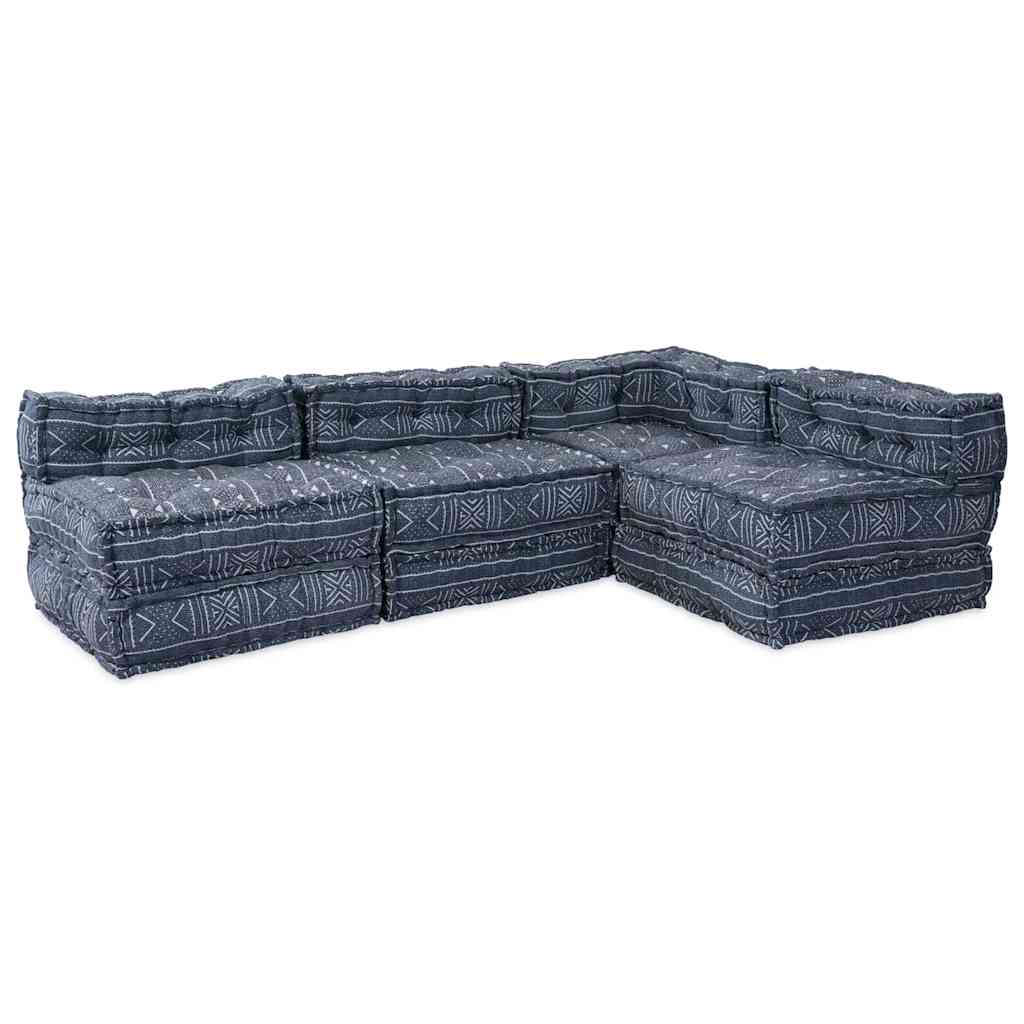 4-Kohaline Modulaarne Pouffe Diivan Muudetav Indigo Kangas