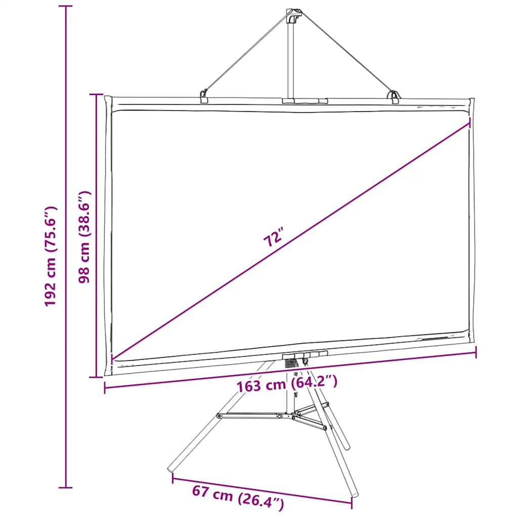 Vetítővászon háromlábú állvánnyal 72" 16:9 
