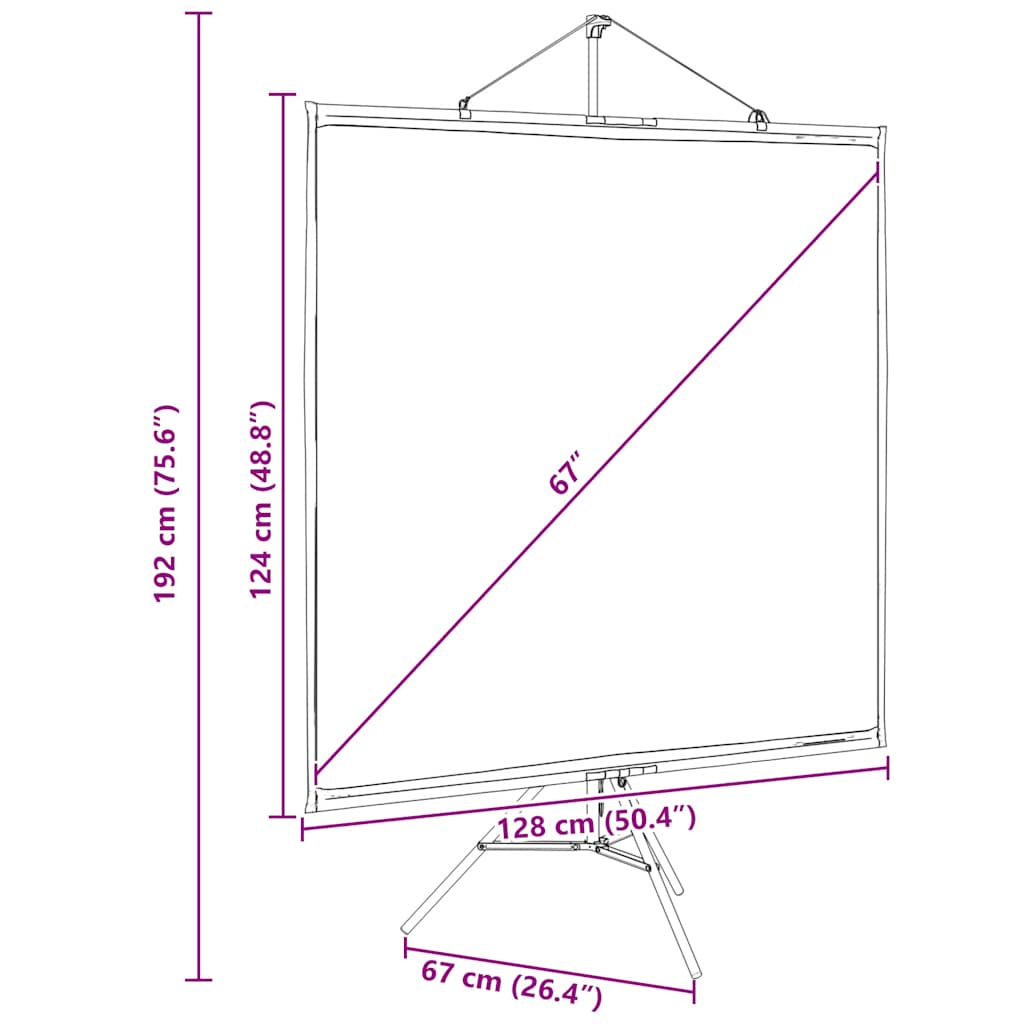 Vetítővászon háromlábú állvánnyal 67" 1:1 