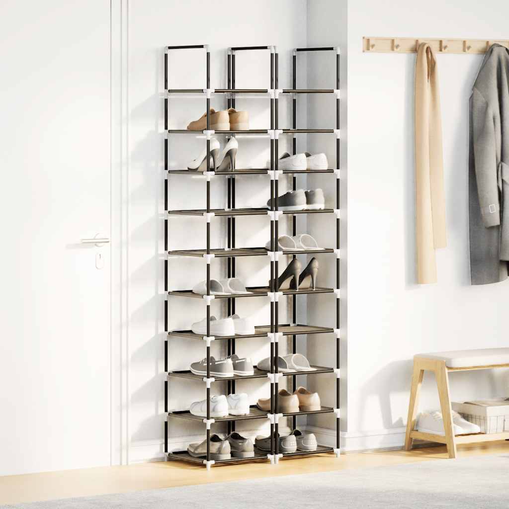 vidaXL Schoenenrekken 2 st 33x33x174 cm vliesvrij 10-laags zwart afbeelding