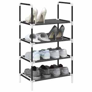 Shoe Rack 4-Tier Black 44x28x77 cm Netkana tkanina