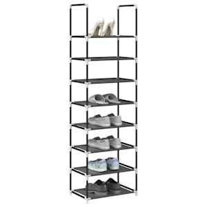 Shoe Rack 8-Tier Black 44x28x145 cm Netkana tkanina
