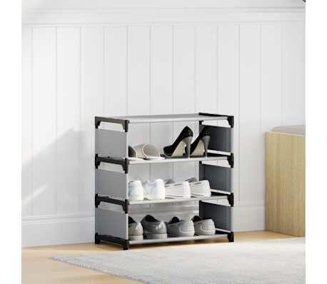 vidaXL Schoenenrek 4-laags 54x28x55 cm nonwoven stof grijs