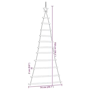 Závěsný vánoční stromeček s hvězdou na vrcholu 74 x 150 cm přírodní větve - obrázek 8