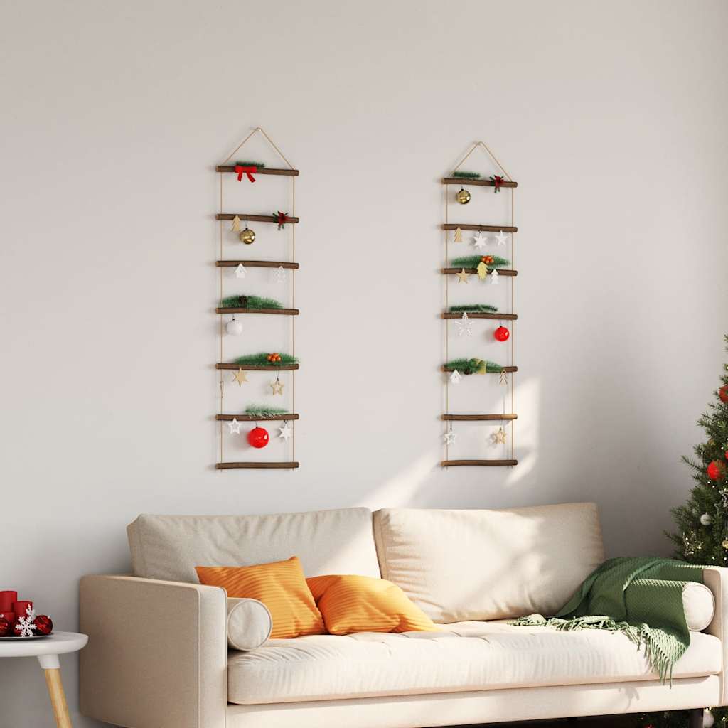 vidaXL Fali dekorációk létra alakú 2 db 30x100 cm natúr ág