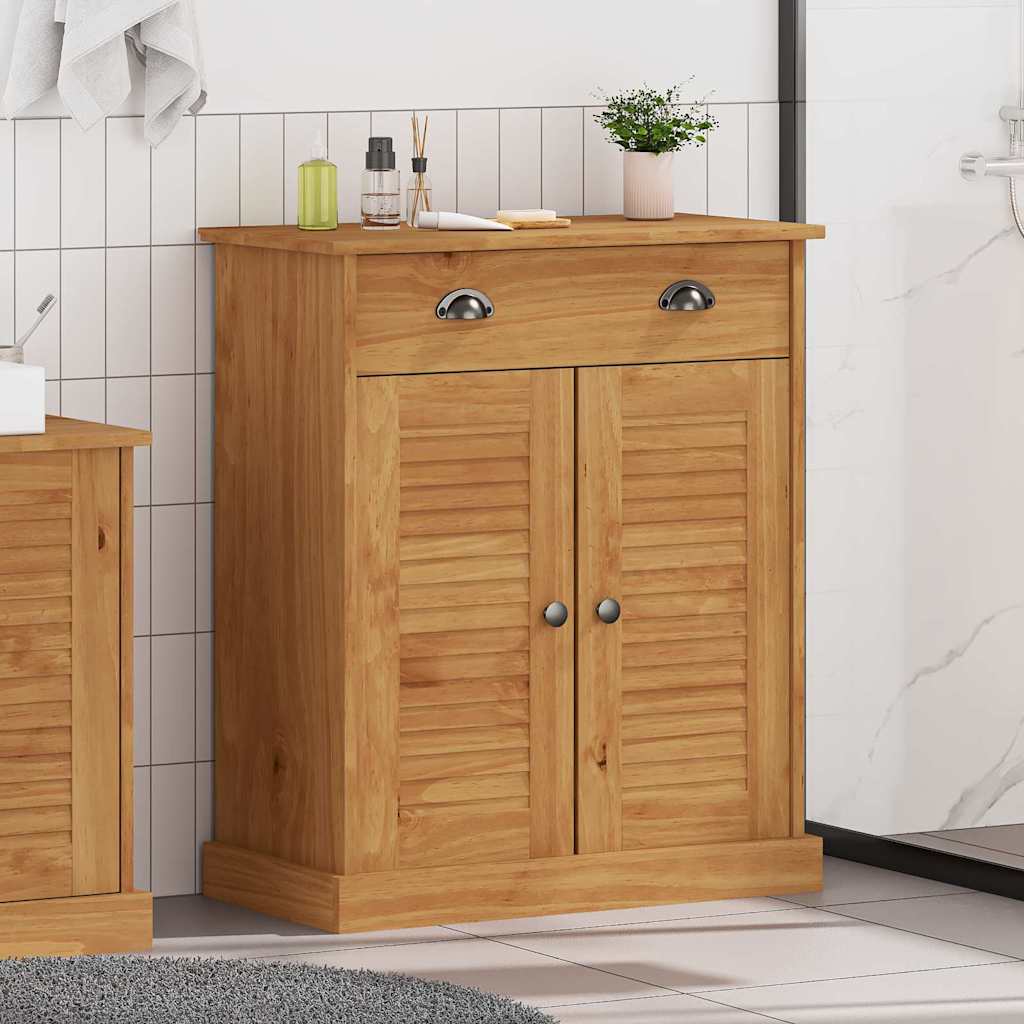 Vannitoa kapp ladustamisega meepruun 68 x 34 x 80 cm Männipuit