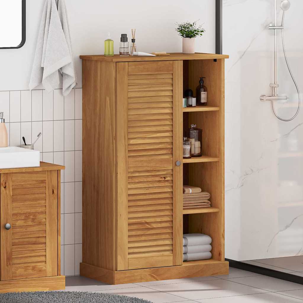 Vannitoa kapp ladustamisega meepruun 68 x 34 x 110 cm Männipuit