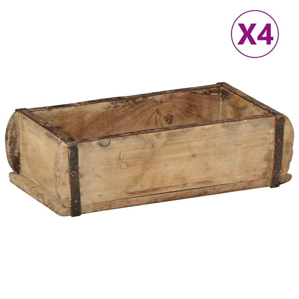 Podnosy 4 ks 30x15x9 cm Masívne drevo zrecyklované 4019609