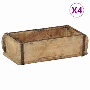 Podnos 4 pcs Hnědá 30 x 15 x 9 cm Masivní obnovované dřevo - obrázek 1