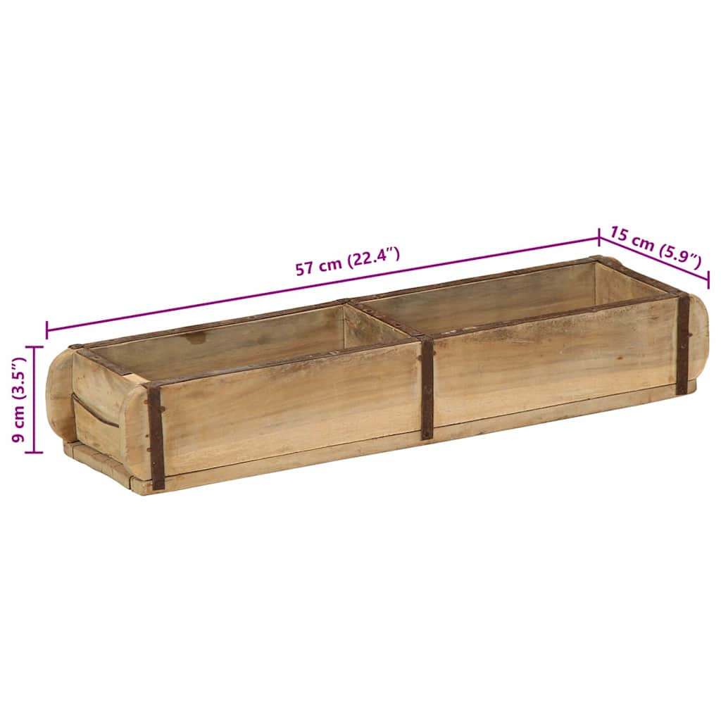 Tray brown 57 X 15 X 9 cm solid reclaimed wood