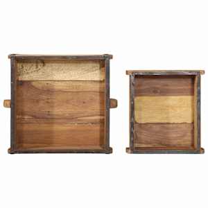 Podnos 2 pcs Hnědá 29 x 31 x 10 cm Masivní obnovované dřevo - obrázek 10