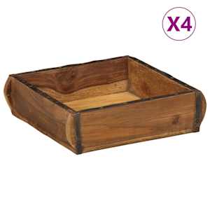 Podnos 4 pcs Hnědá 29 x 31 x 10 cm Masivní obnovované dřevo - obrázek 1