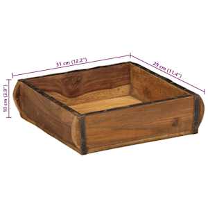 Podnos 4 pcs Hnědá 29 x 31 x 10 cm Masivní obnovované dřevo - obrázek 11