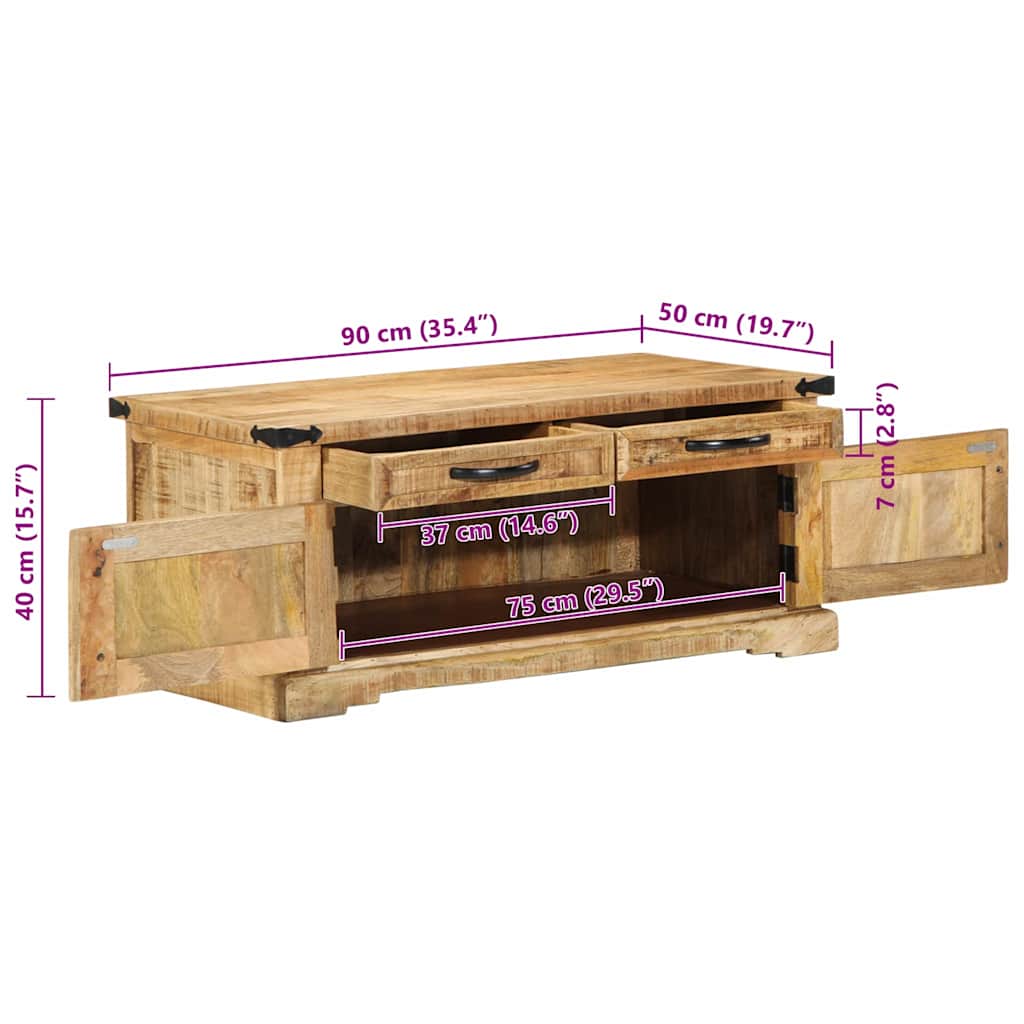 Salontafel met lade Bruin 90 x 50 x 40 cm Massief Mango Hout image 14