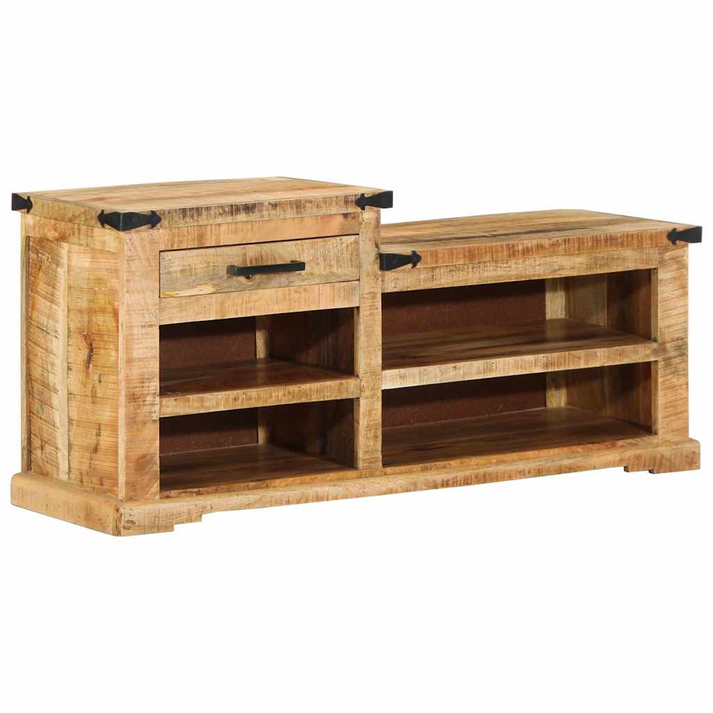 Banc à Chaussures 110x35x50 cm Bois Massif Écorché Mangue