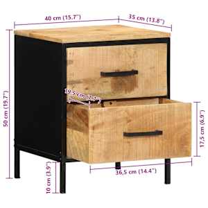 Noční skříňka se zásuvkou 2 pcs Hnědá a černá 40 x 35 x 50 cm - obrázek 14