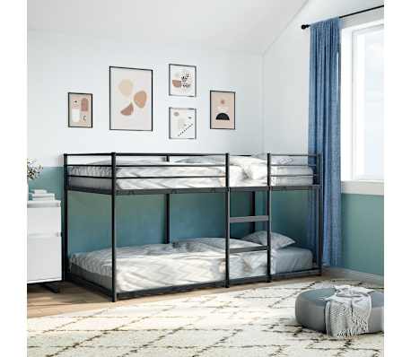 VidaXL Lit superpos&eacute; sans matelas noir 90x190 cm acier