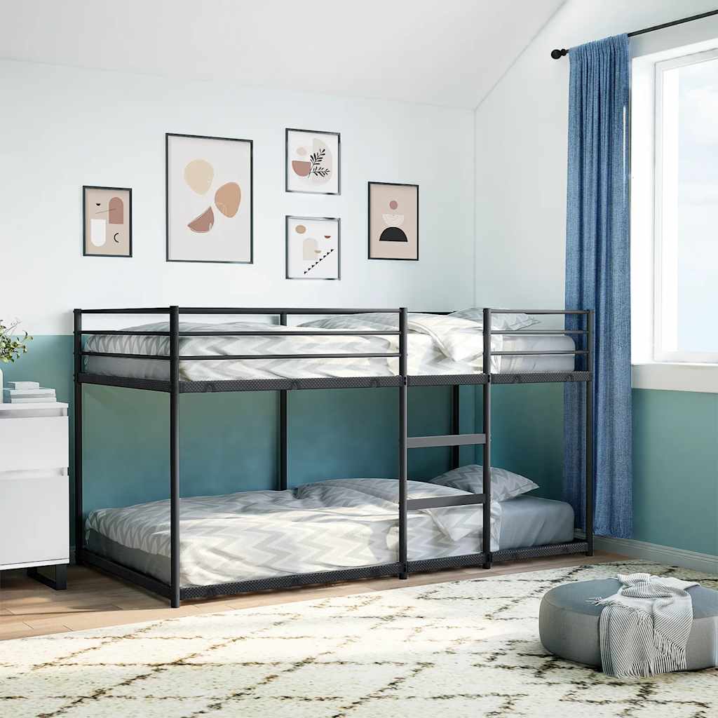 vidaXL fekete acél emeletes ágy matrac nélkül 107 x 203 cm