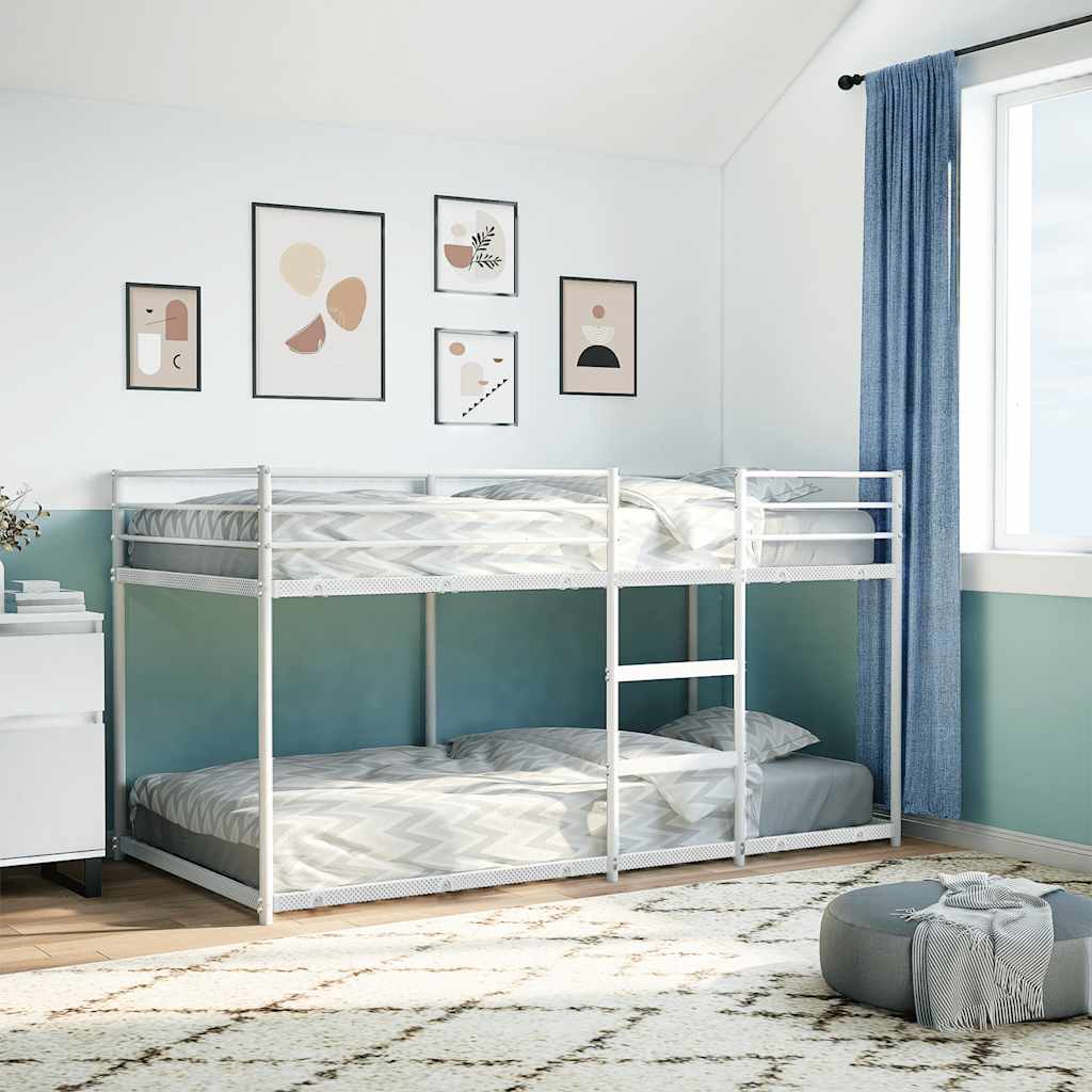 vidaXL Poschodová posteľ bez matraca Biela 90x200 cm Oceľ