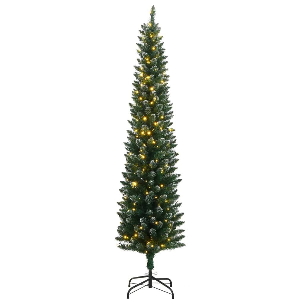 vidaXL Brad Crăciun artificial subțire cu 300 LED-uri, 210 cm