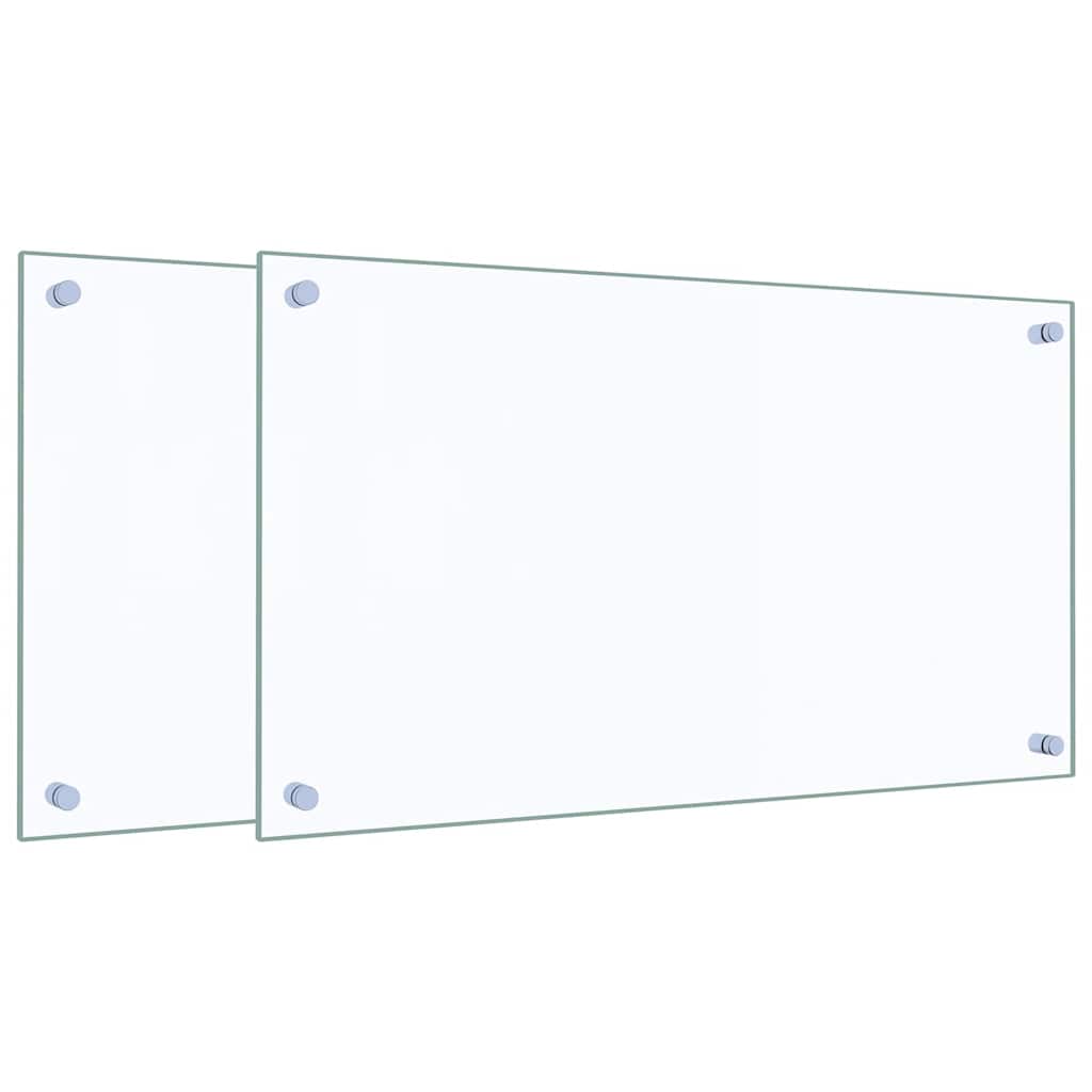 vidaXL Kitchen Backsplashes 2 pcs Transparent 27.6"x15.7" Tempered Glass