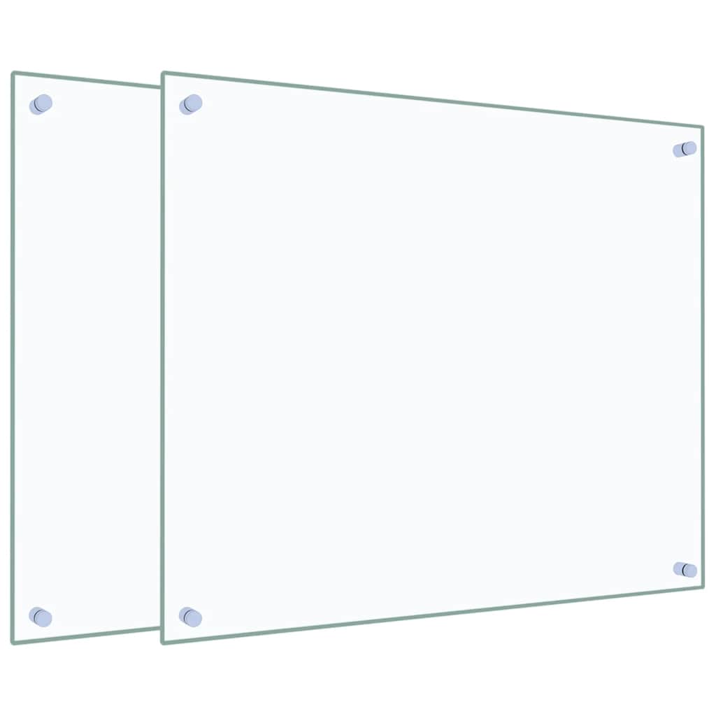 vidaXL Kitchen Backsplashes 2 pcs Transparent 27.6"x23.6" Tempered Glass
