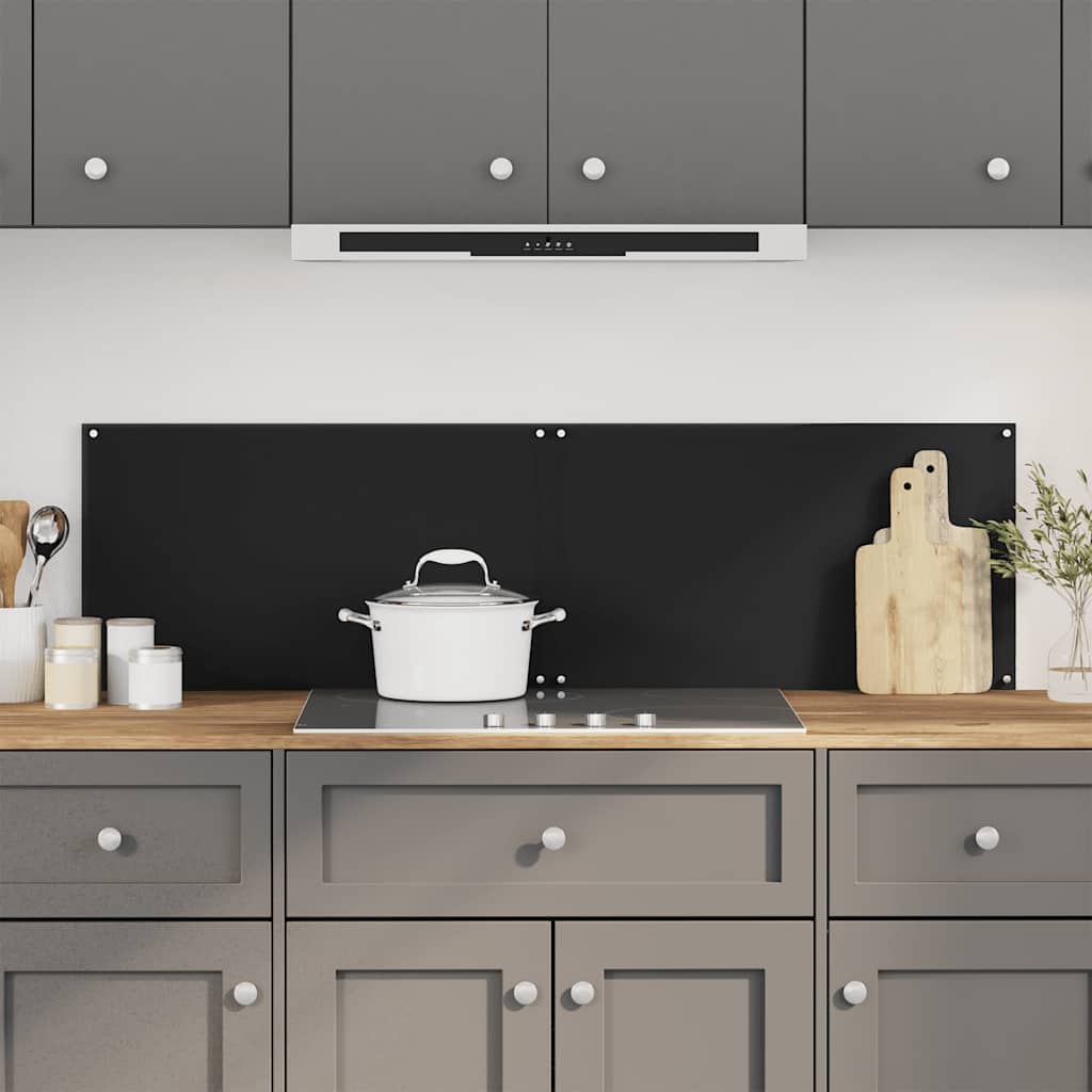 vidaXL Panou antistropi bucătărie 2 buc. negru 70x60cm sticlă securiz.