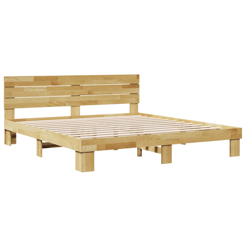 vidaXL ágykeret fejtámlával matrac nélkül 200x200 cm tömör fa tölgyfa