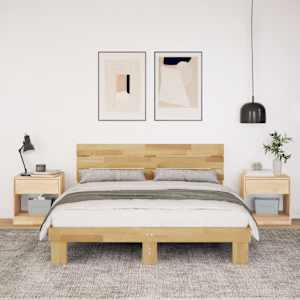 Rám postele s čelem bez matrace 135x190 cm Dubový masiv - obrázek 4