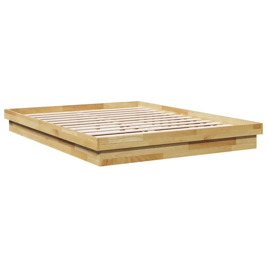 vidaXL Bedframe zonder matras 135x190 cm massief hout eiken afbeelding