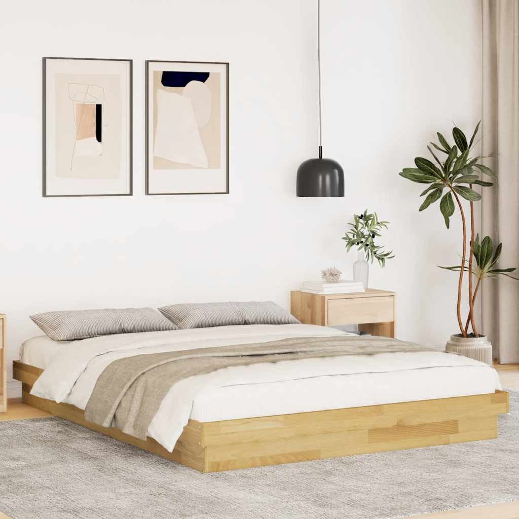 vidaXL Massivholzbett ohne Matratze 135x190 cm Eichenholz