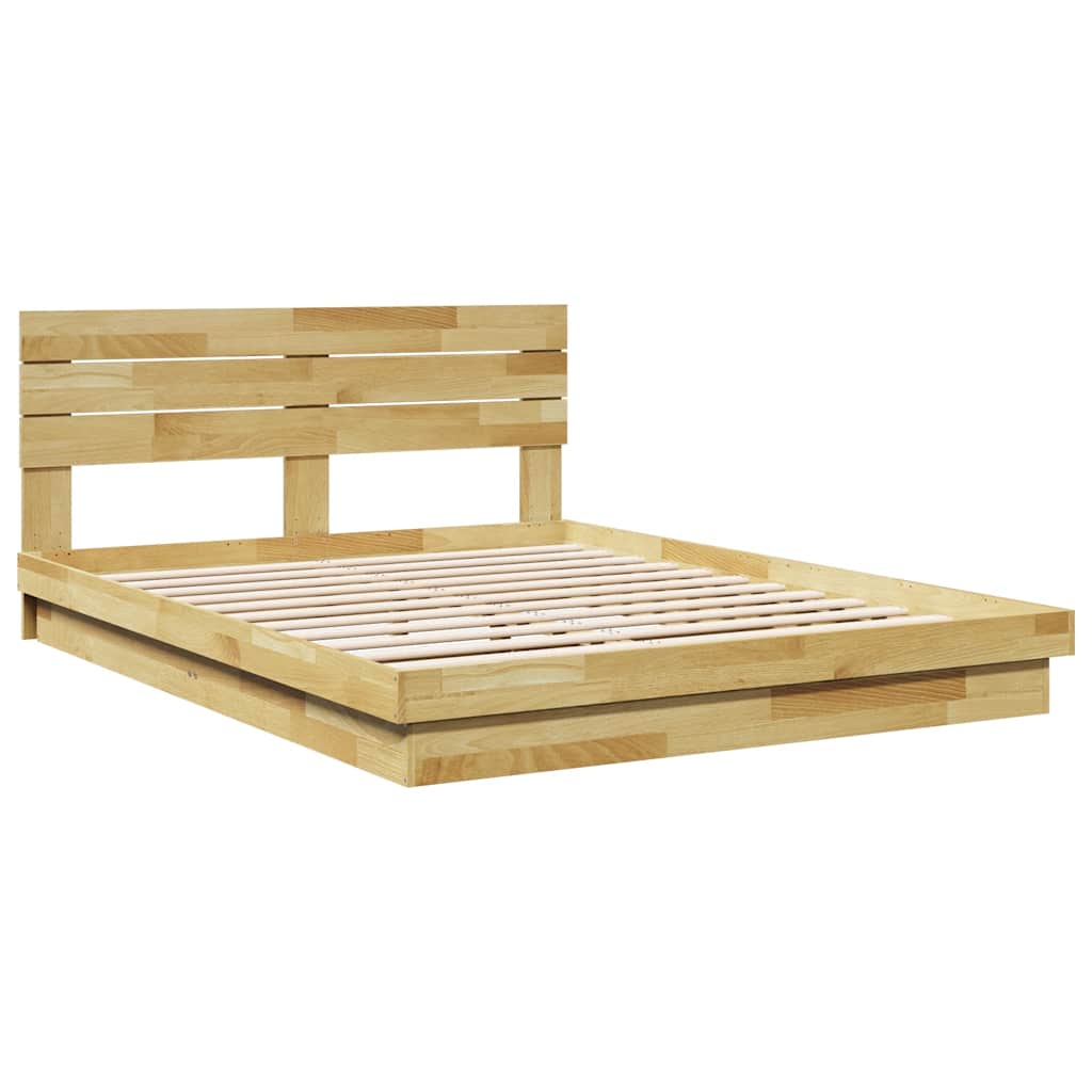 vidaXL Bedframe hoofdeinde zonder matras 150x200 cm massief hout eiken afbeelding