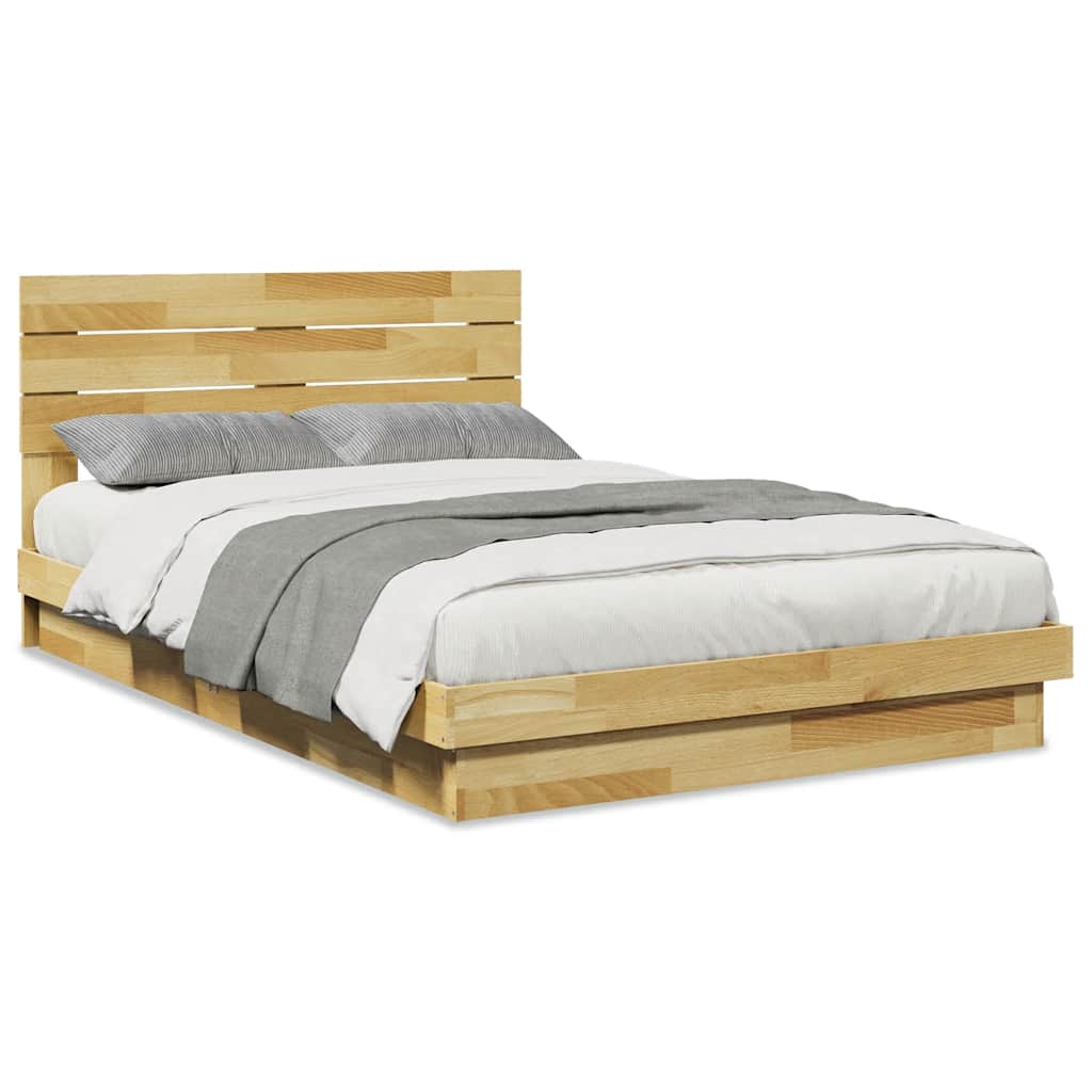 vidaXL Rám postele s čelem bez matrace 120x200 cm Dubový masiv