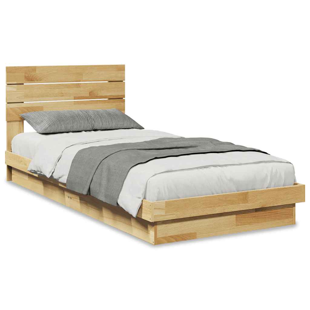 vidaXL Rám postele s čelem bez matrace 90x190 cm Dubový masiv
