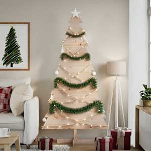 Lesena novoletna jelka za okras 180 cm trdna borovina