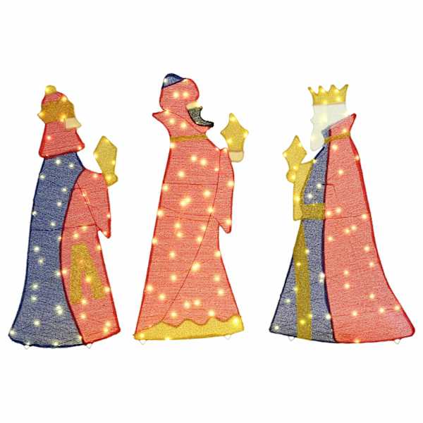 vidaXL 3 Wise Men Christmas Lighting 3 tk LED-i Soe valge 105 cm