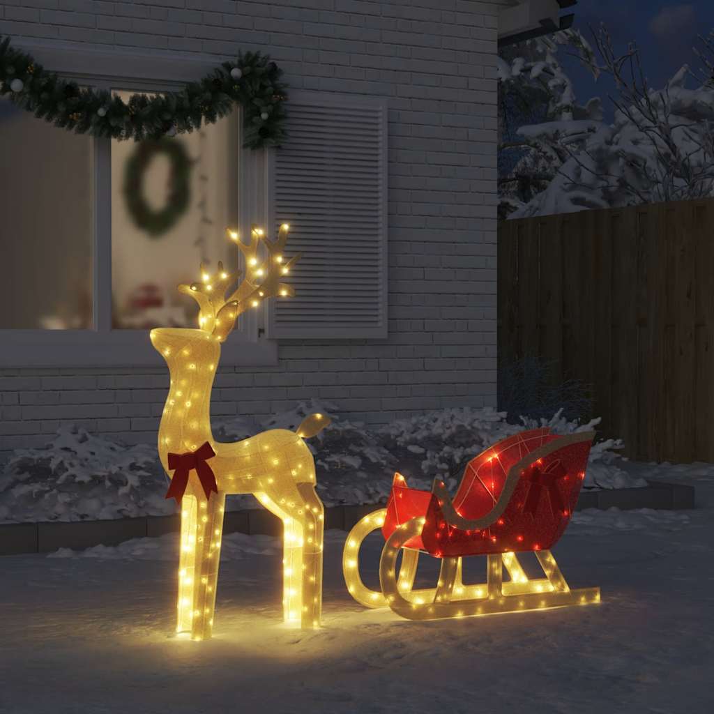vidaXL LED-Rentiere mit Schlitten 100 LEDs Warmweiß