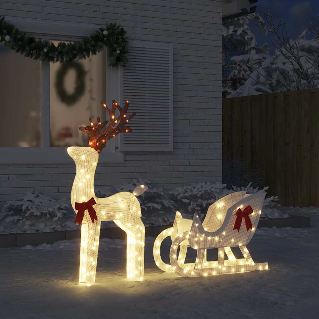 vidaXL LED-Rentiere mit Schlitten 100 LEDs Kaltweiß