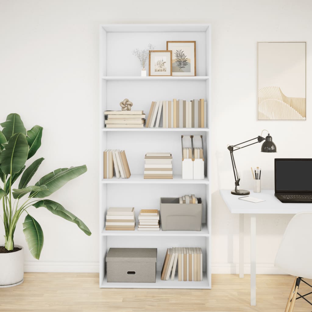 vidaXL Boekenkast 80x30x189 cm bewerkt hout wit afbeelding