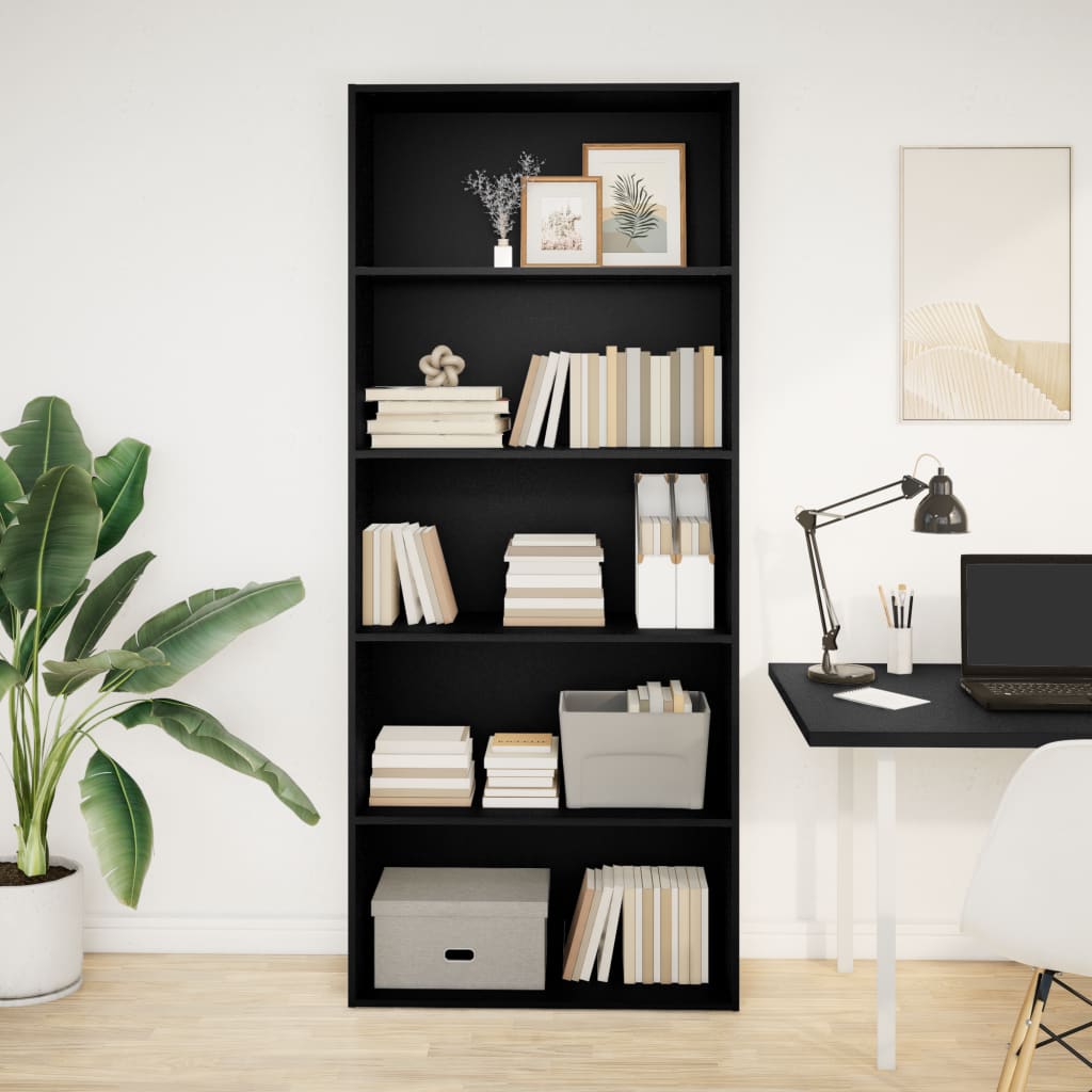 vidaXL Boekenkast 80x30x189 cm bewerkt hout zwart afbeelding