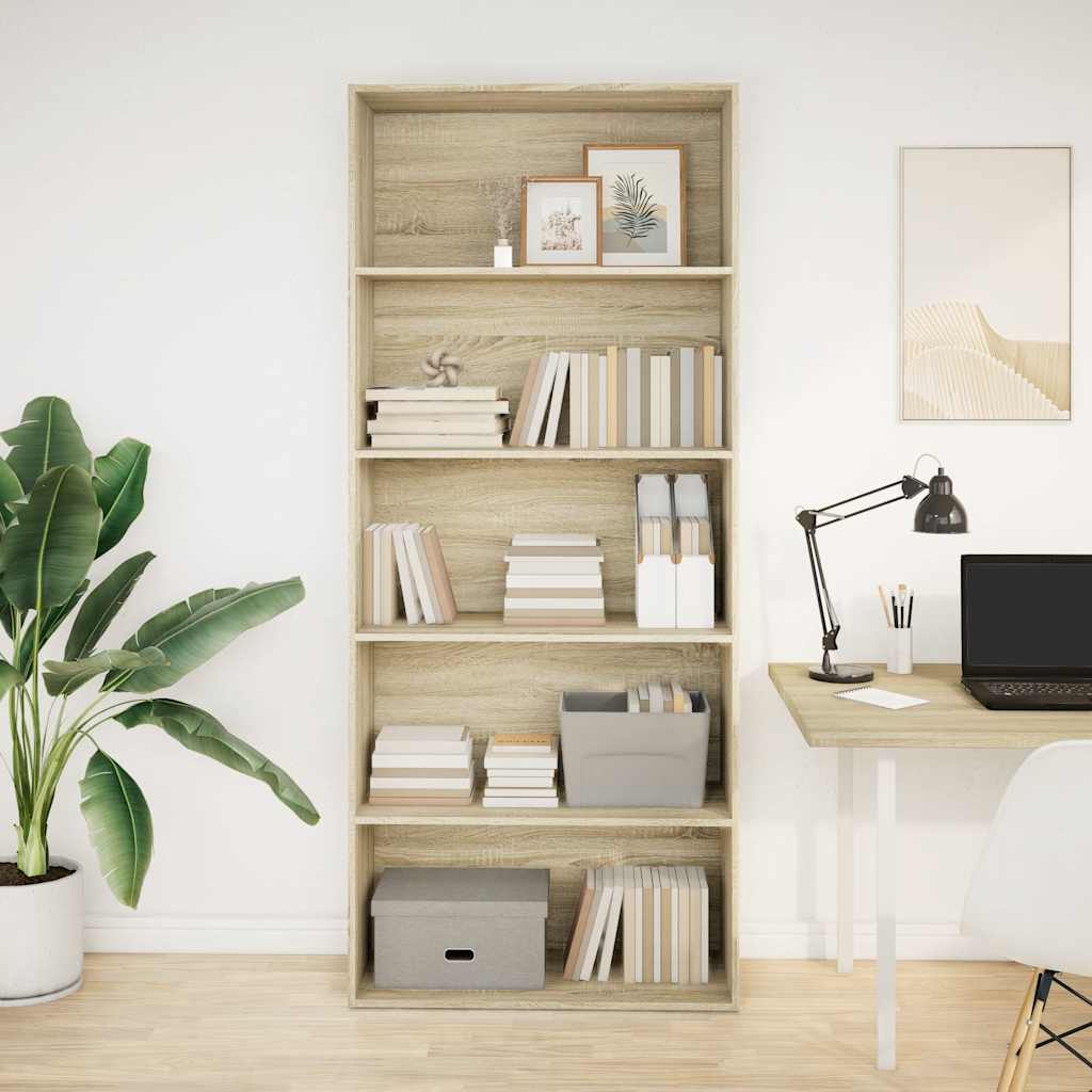 vidaXL Boekenkast 80x30x189 cm bewerkt hout sonoma eikenkleurig afbeelding