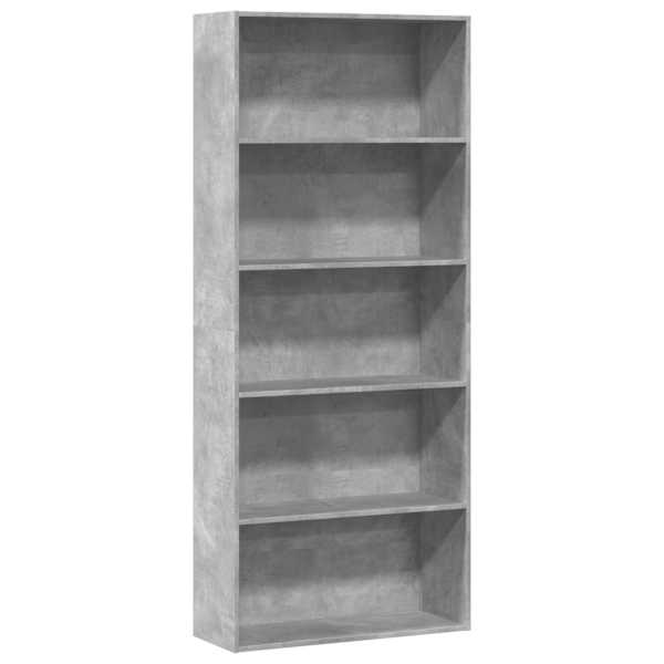 vidaXL raamatukapp Betoonhall 80x30x189 cm Engineered Wood