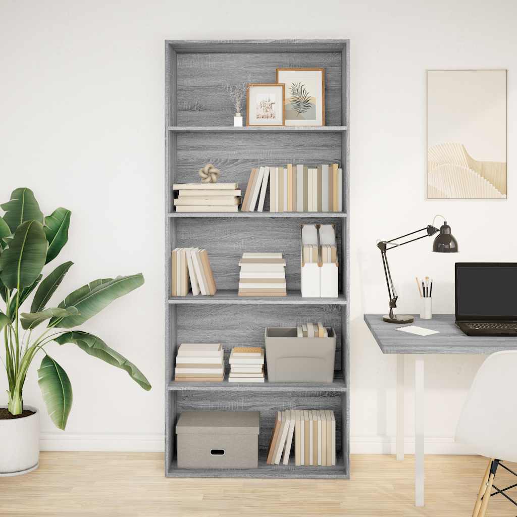 vidaXL Boekenkast 80x30x189 cm bewerkt hout grijs sonoma eikenkleurig