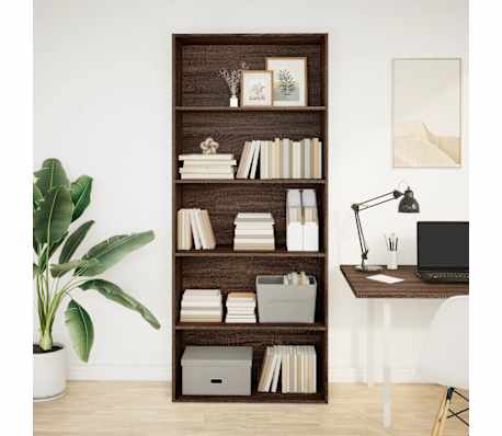 vidaXL Библиотека, кафяв дъб, 80x30x189 см, инженерно дърво