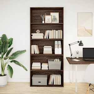vidaXL Библиотека, кафяв дъб, 80x30x189 см, инженерно дърво