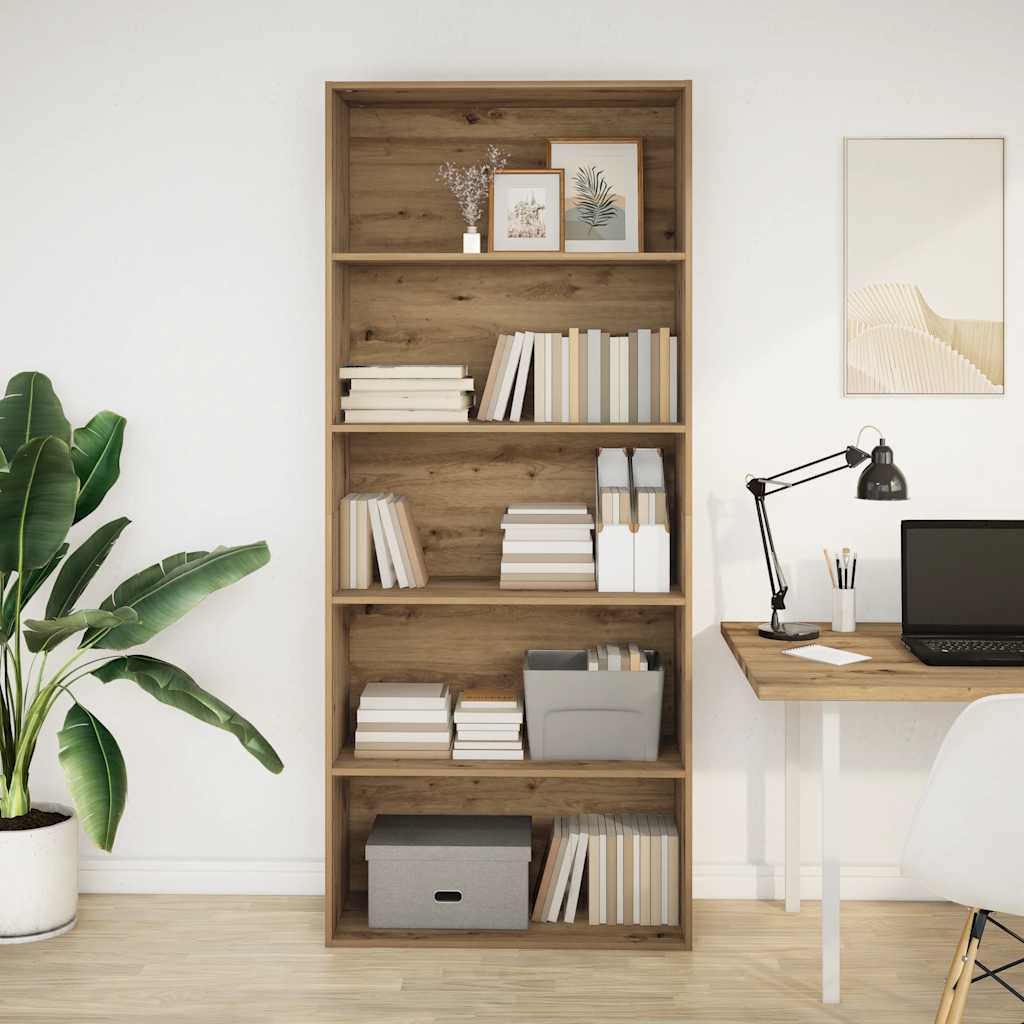 vidaXL Boekenkast 80x30x189 cm bewerkt hout artisanaal eikenkleur afbeelding