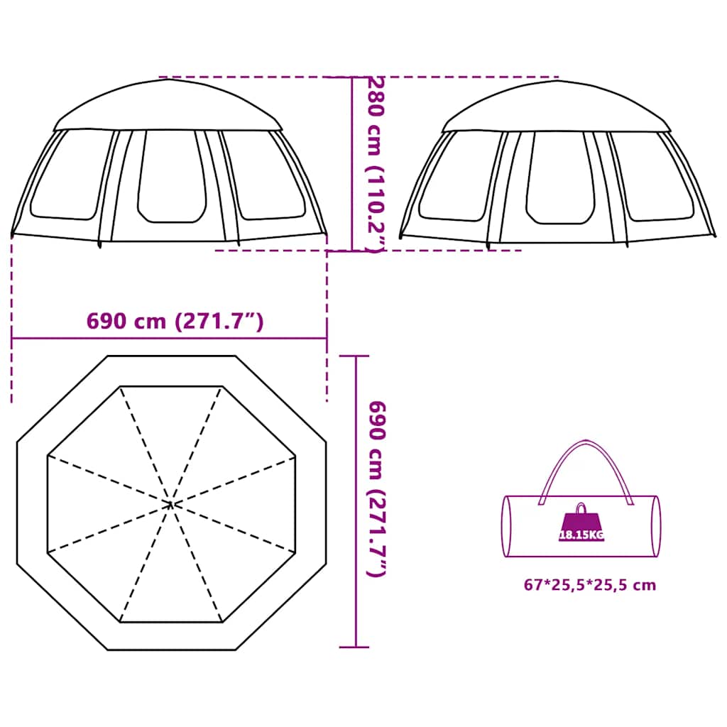 Šotor za bazen z odstranljivo muho & Mrežaste stene sive barve - slika 13